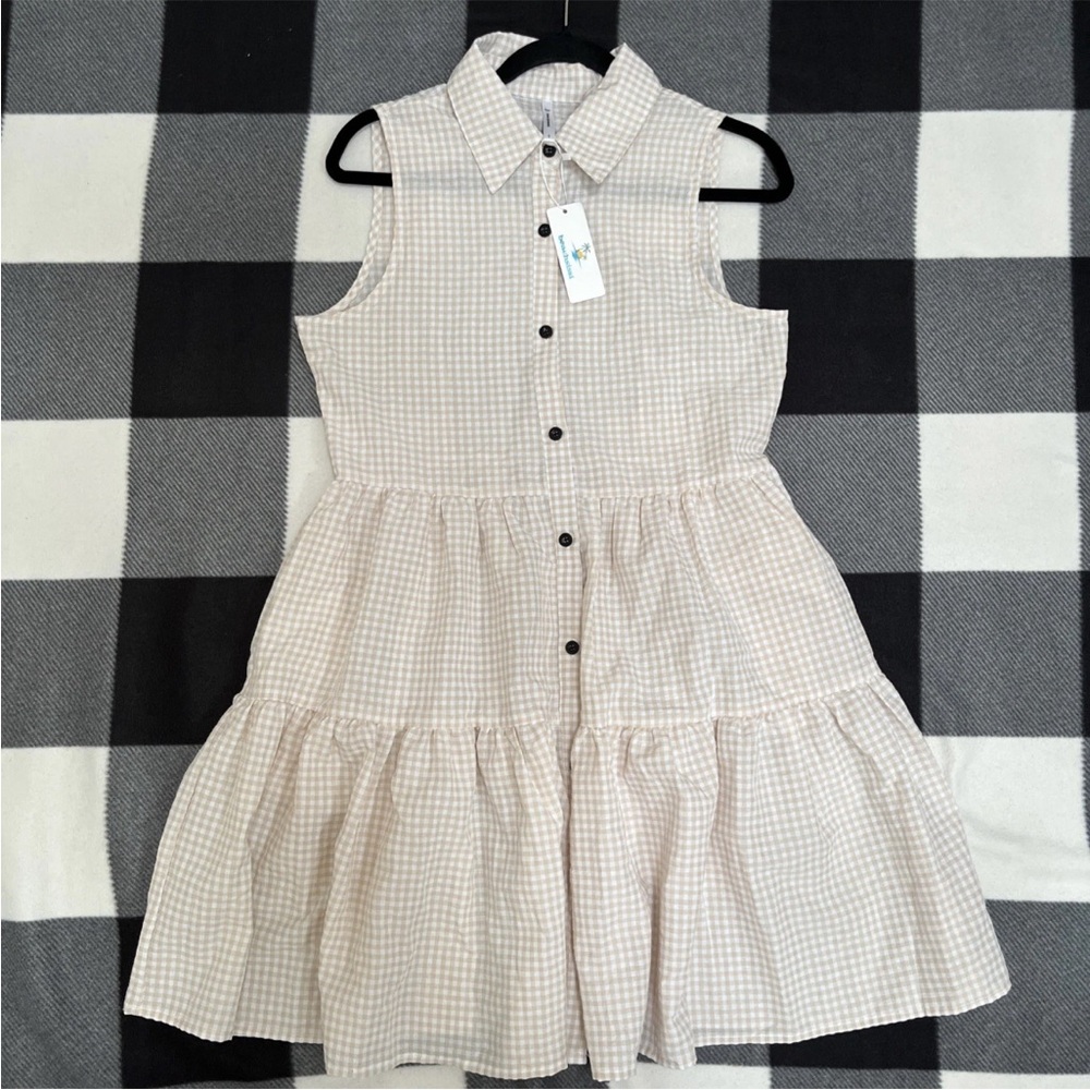 NWT Beachsissi Sleeveless Button-Up Dress Gingham Lightweight Sz S